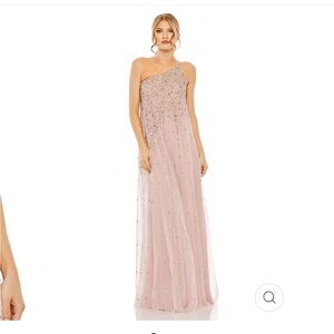 ONE SHOULDER EMBELLISHED TRAPEZE A LINE GOWN - Mac Duggal